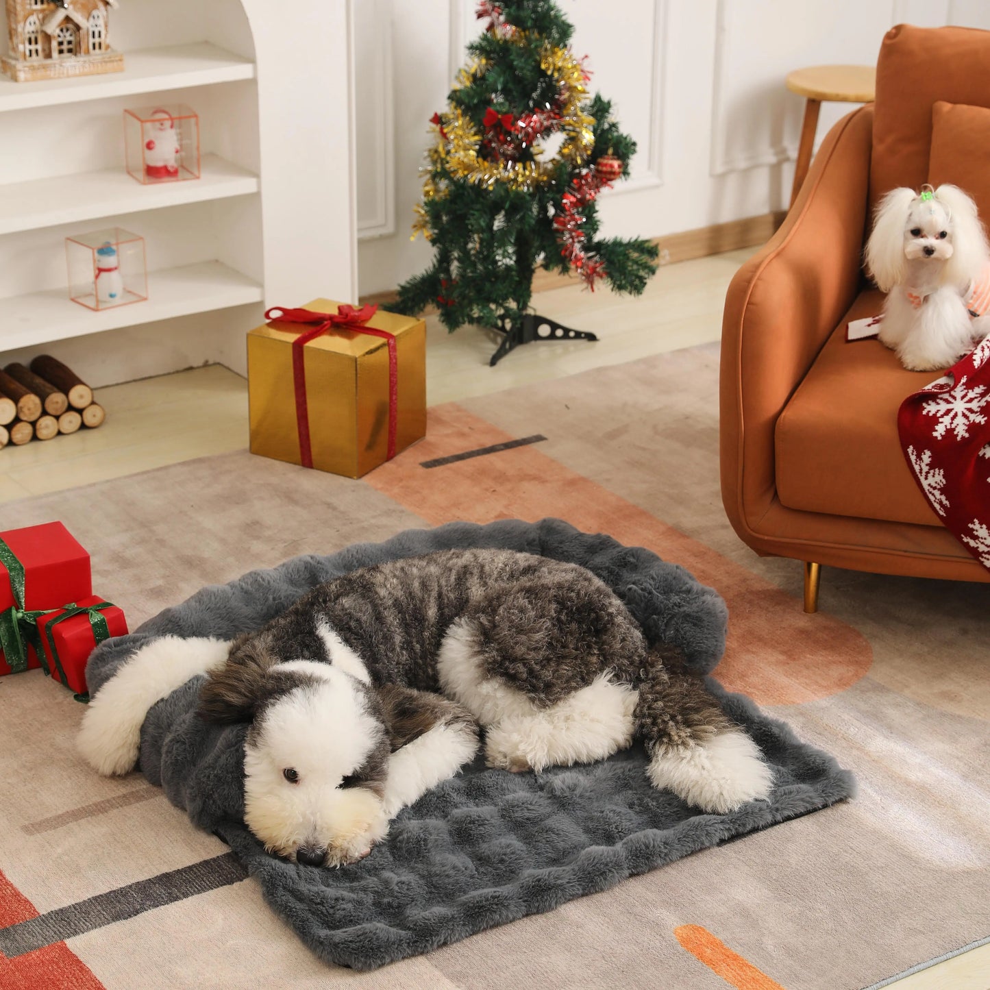 Fluffy Dog Bed Sofa – Warm Plush Mat for Large Dogs & Cats