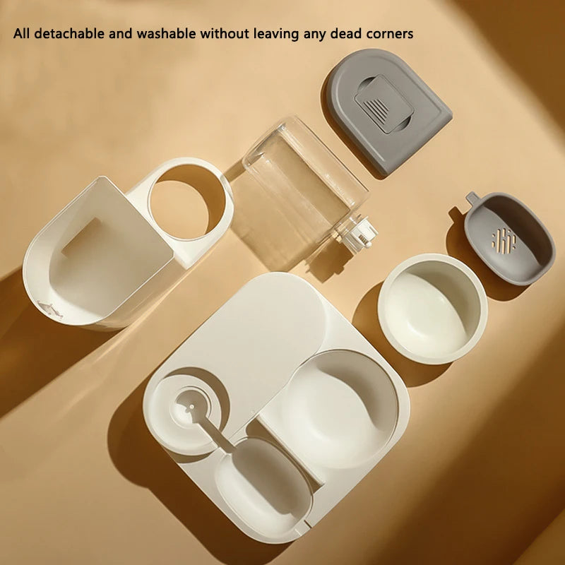 2-in-1 Pet Feeder Bowl – Auto Water Dispenser for Cats
