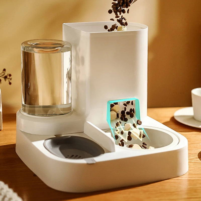 2-in-1 Pet Feeder Bowl – Auto Water Dispenser for Cats