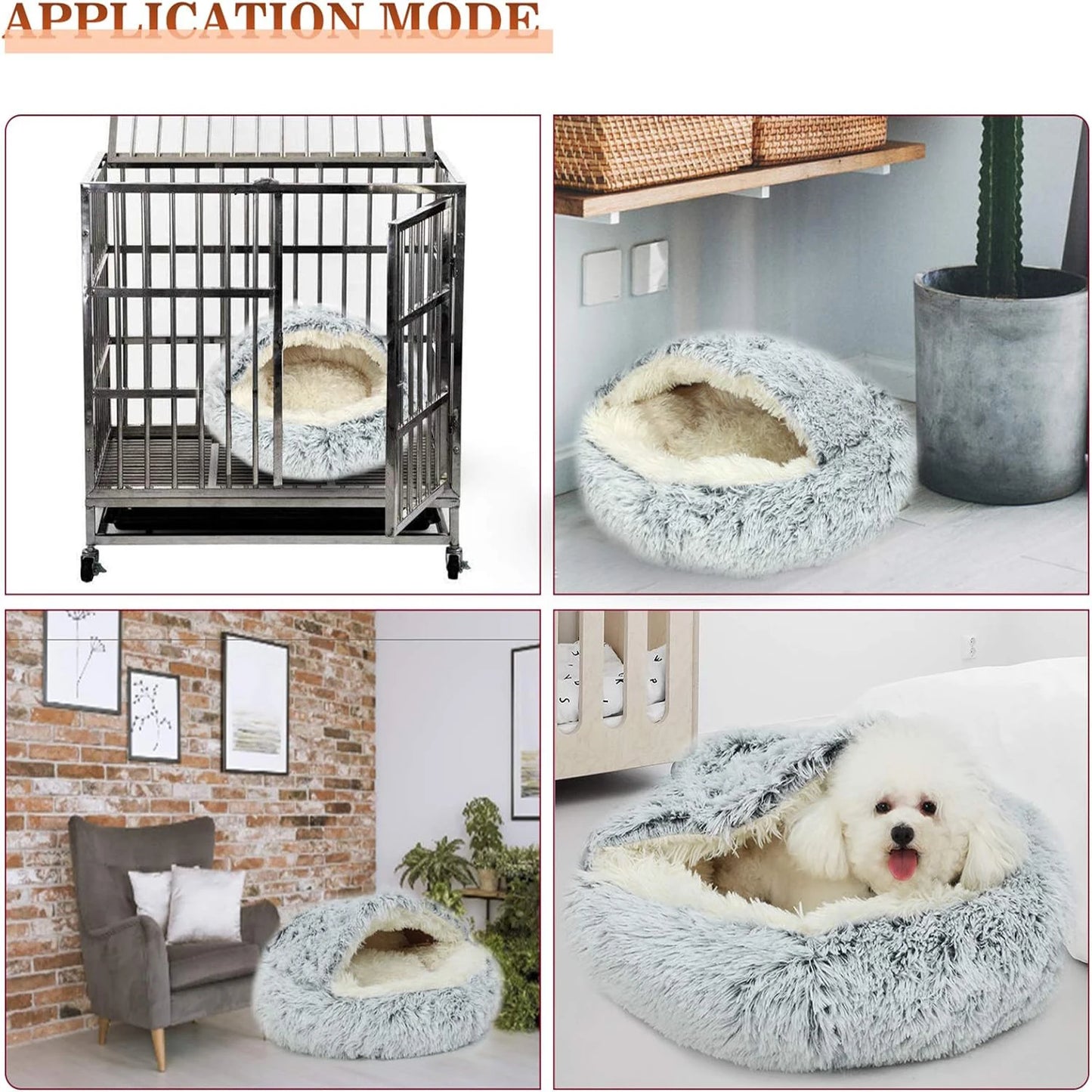 2 in 1 Plush Cat Bed with Cover – Warm Nest for Small Dogs