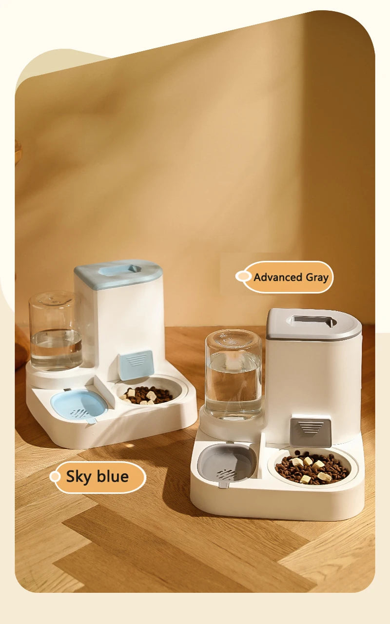 2-in-1 Pet Feeder Bowl – Auto Water Dispenser for Cats