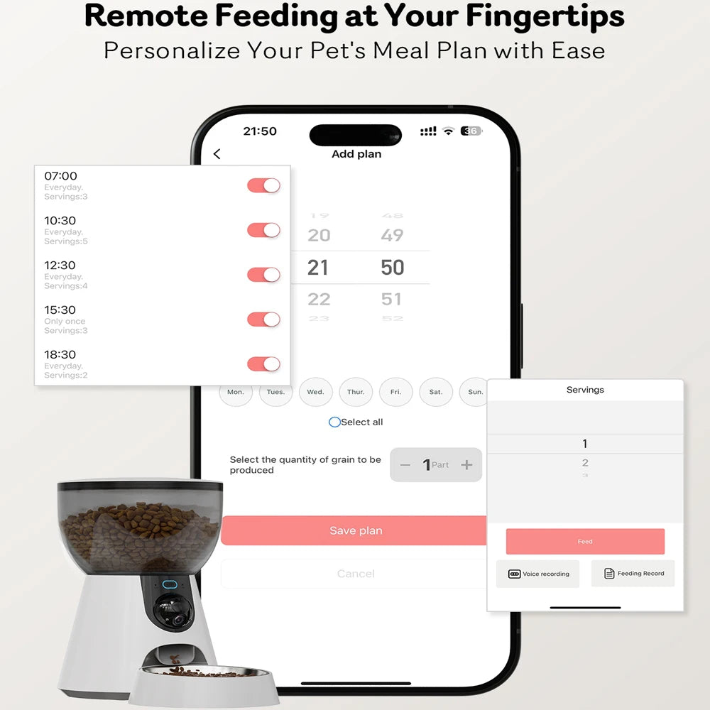 Automatic Cat Feeder 4L – WiFi Video & Timed Feeding