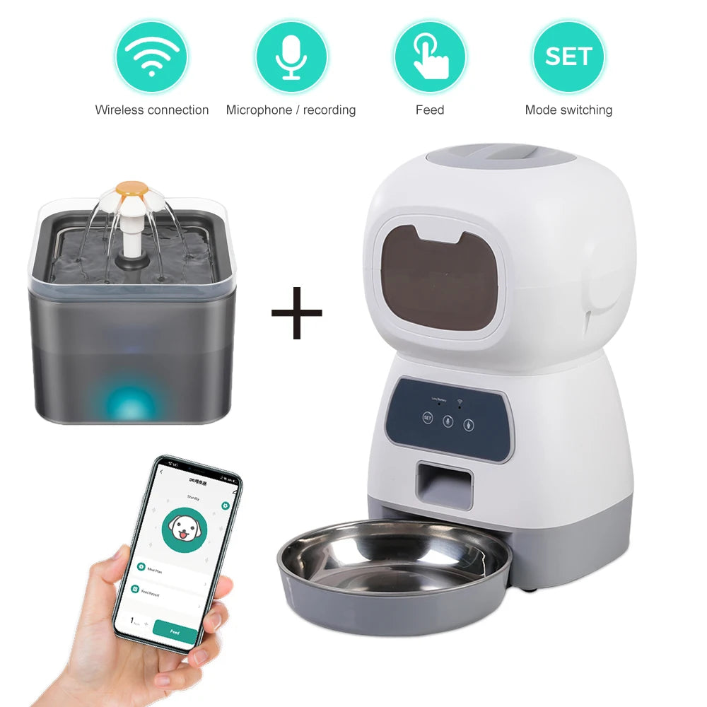 WiFi Pet Feeder 3.5L – Auto Food & 2L Water Dispenser