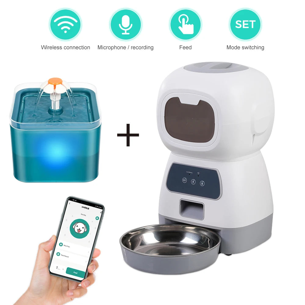 WiFi Pet Feeder 3.5L – Auto Food & 2L Water Dispenser