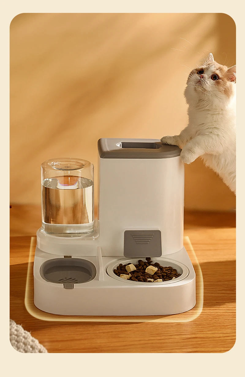 2-in-1 Pet Feeder Bowl – Auto Water Dispenser for Cats
