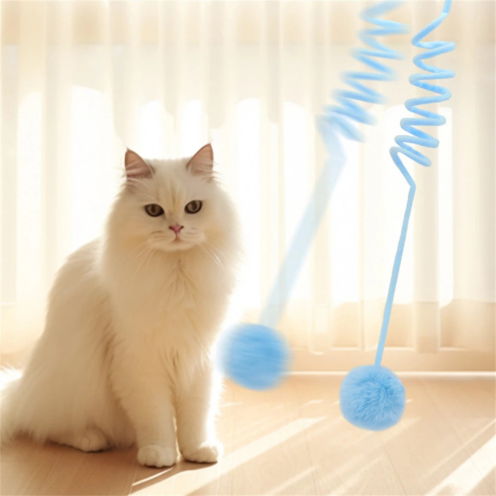 Interactive Cat Toy – Spring Pom Pom with Bell