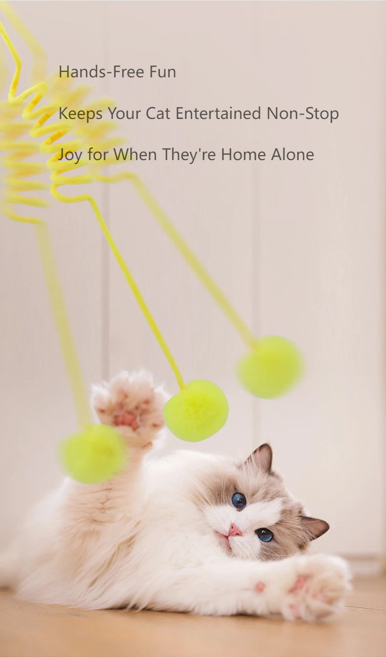 Interactive Cat Toy – Spring Pom Pom with Bell