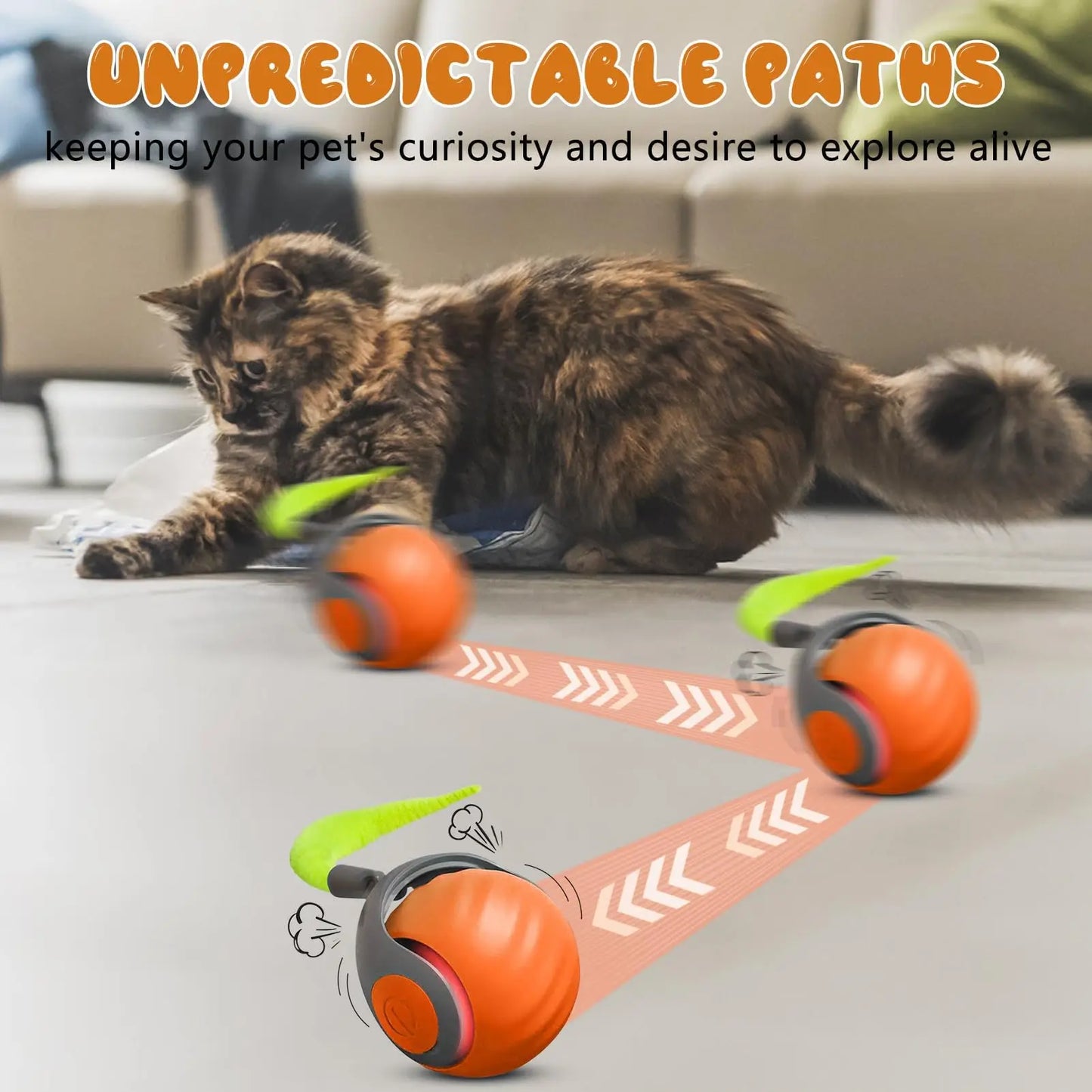 Speedy Tail Cat Toy – Smart Ball with Two Speed Modes