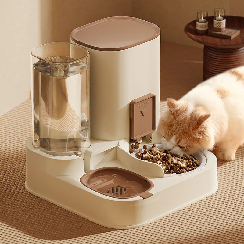 2-in-1 Pet Feeder Bowl – Auto Water Dispenser for Cats