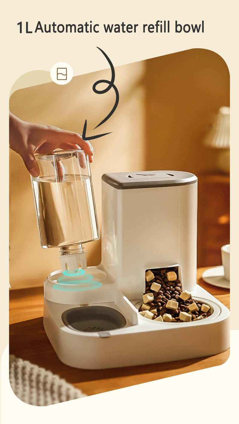 2-in-1 Pet Feeder Bowl – Auto Water Dispenser for Cats