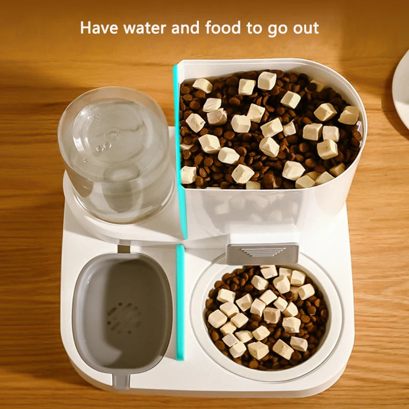 2-in-1 Pet Feeder Bowl – Auto Water Dispenser for Cats