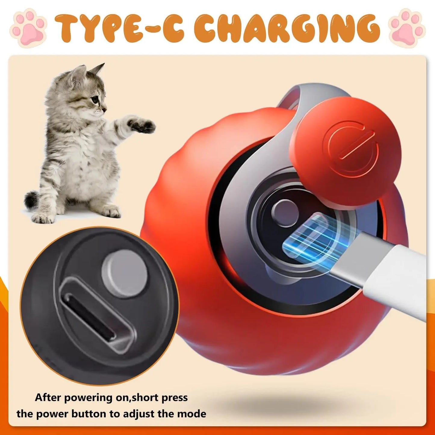 Speedy Tail Cat Toy – Smart Ball with Two Speed Modes
