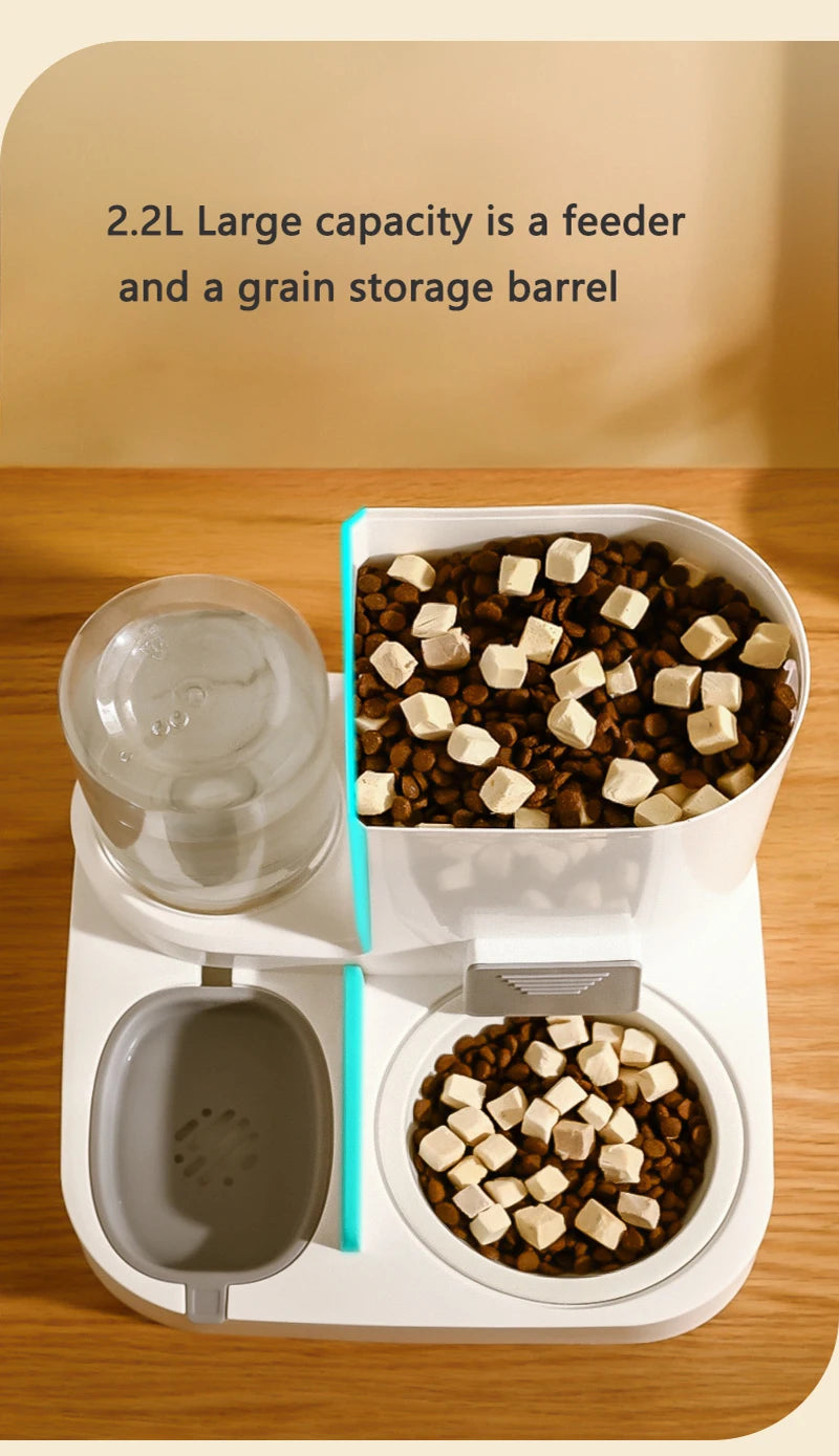 2-in-1 Pet Feeder Bowl – Auto Water Dispenser for Cats