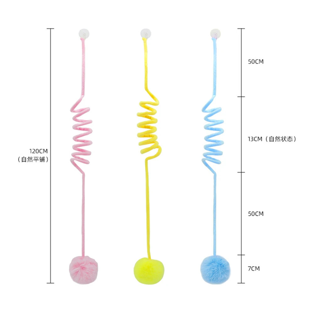 Interactive Cat Toy – Spring Pom Pom with Bell