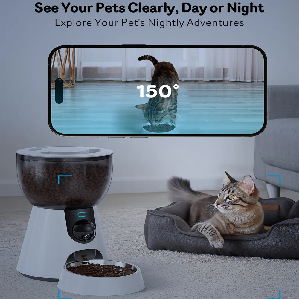 Automatic Cat Feeder 4L – WiFi Video & Timed Feeding