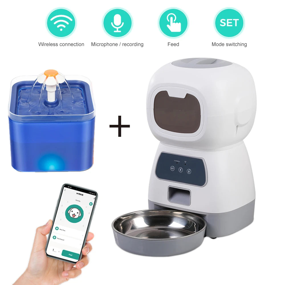 WiFi Pet Feeder 3.5L – Auto Food & 2L Water Dispenser