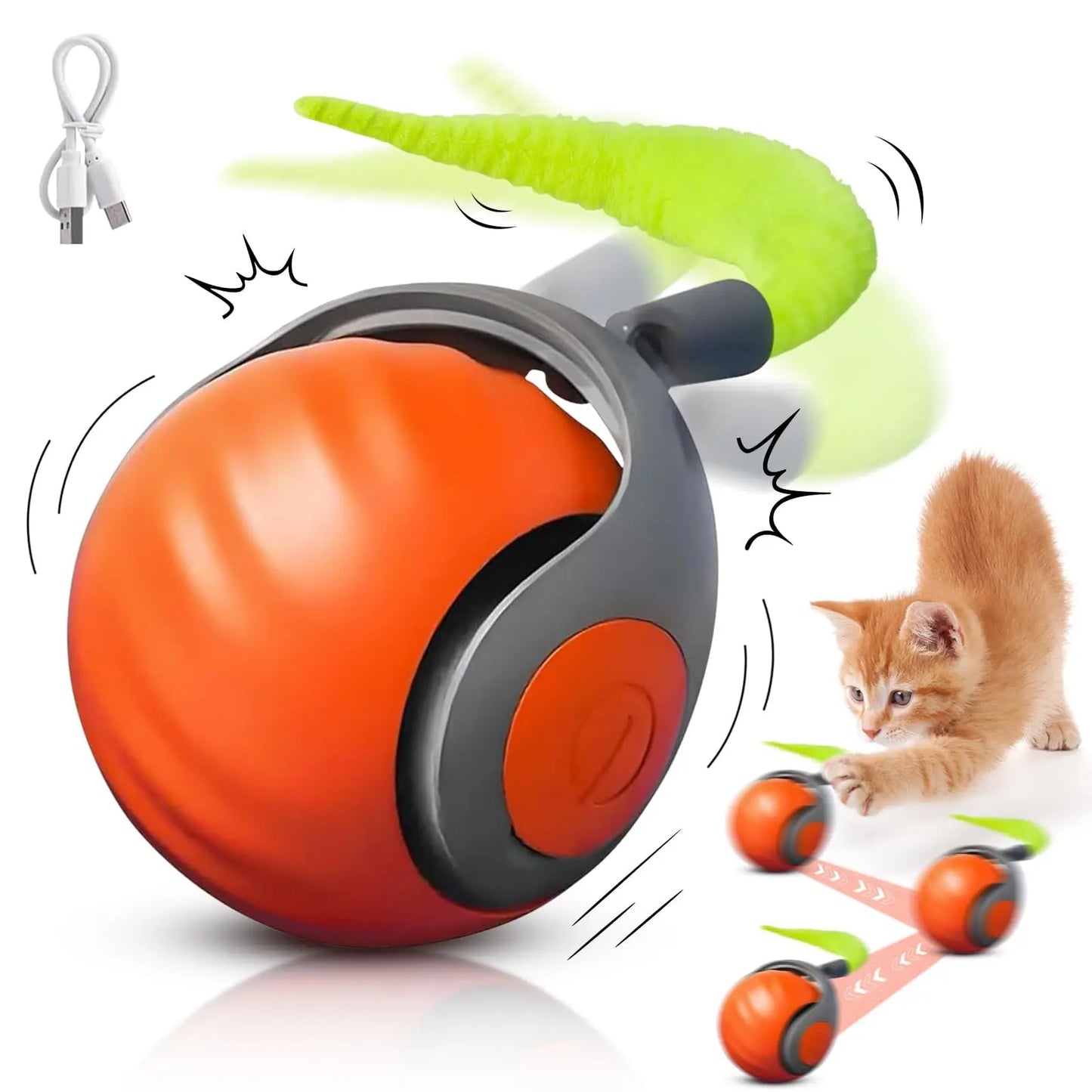 Speedy Tail Cat Toy – Smart Ball with Two Speed Modes
