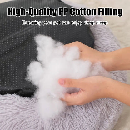 Fluffy Round Dog Bed – Soft Plush Nest for Large Pets