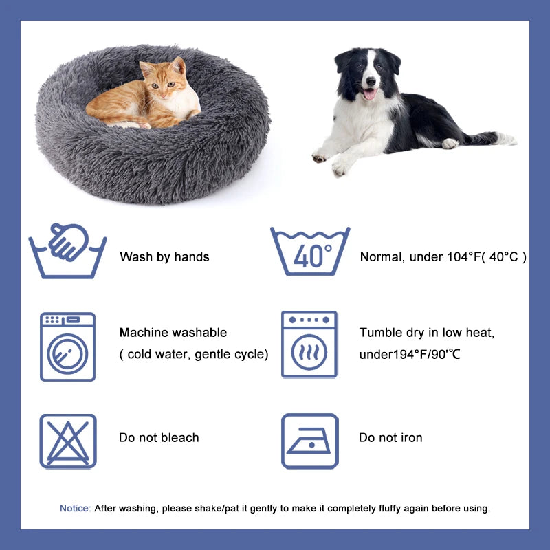 Fluffy Round Dog Bed – Soft Plush Nest for Large Pets