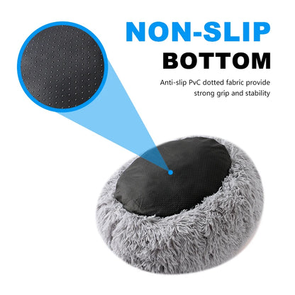 Fluffy Round Dog Bed – Soft Plush Nest for Large Pets