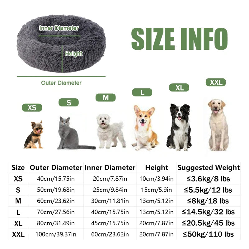 Fluffy Round Dog Bed – Soft Plush Nest for Large Pets