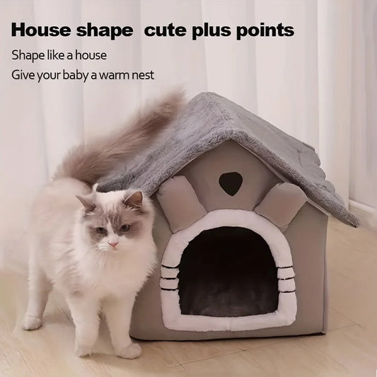 Foldable Cat Bed House – Washable Indoor Nest for Pets