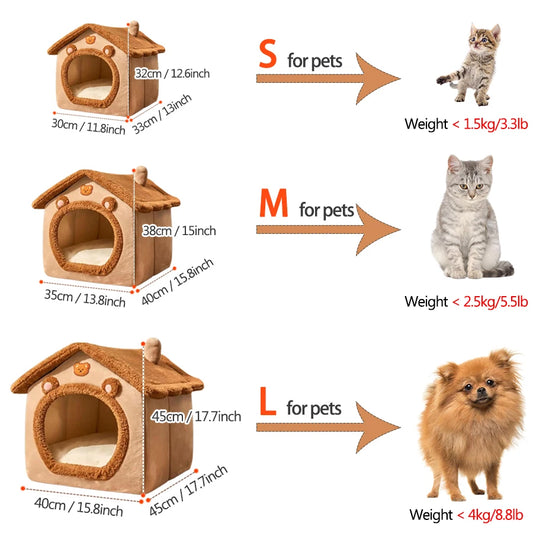 Foldable Pet House – Washable Bed for Cats and Small Dogs
