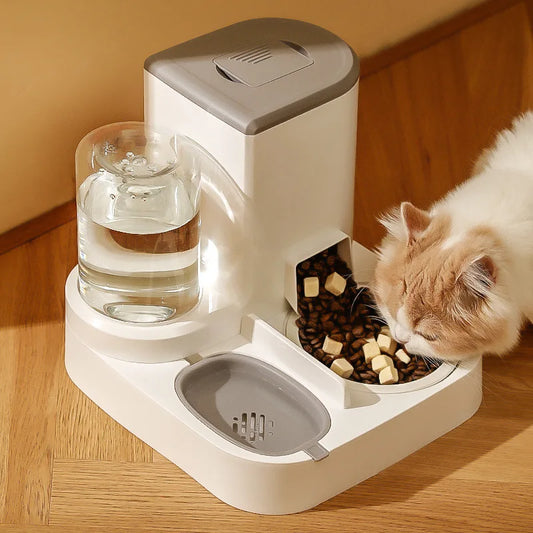 2-in-1 Pet Feeder Bowl – Auto Water Dispenser for Cats