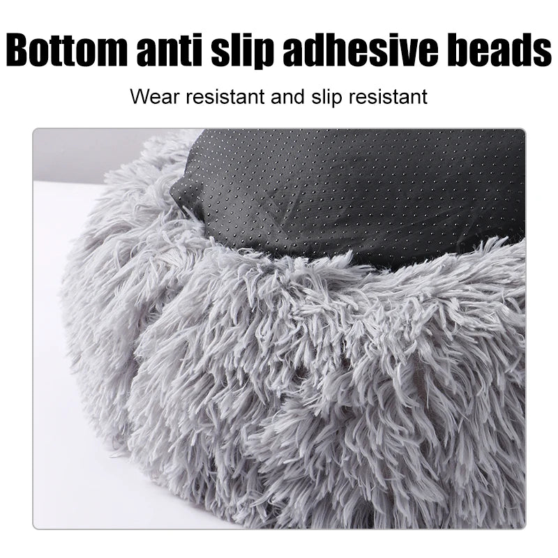 Fluffy Round Dog Bed – Soft Plush Nest for Large Pets