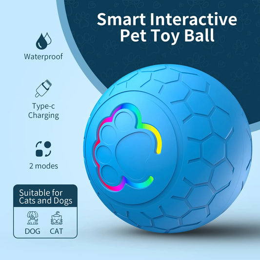 Smart Dog Toy Ball – USB Auto Rolling Ball with Lights