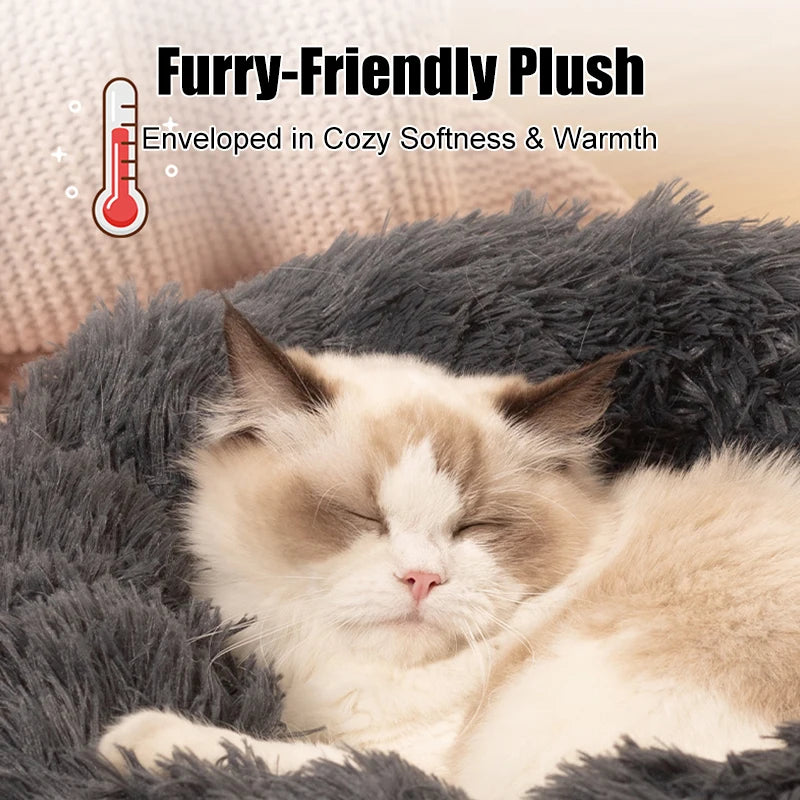 Fluffy Round Dog Bed – Soft Plush Nest for Large Pets