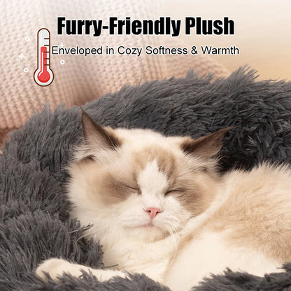 Fluffy Round Dog Bed – Soft Plush Nest for Large Pets