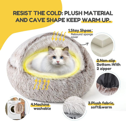 2 in 1 Plush Cat Bed with Cover – Warm Nest for Small Dogs